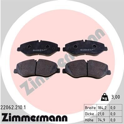 Brake Pad Set, disc brake ZIMMERMANN 22062.210.1