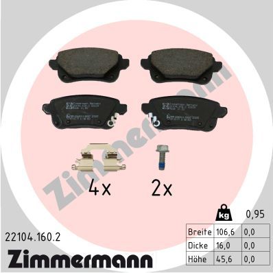 Brake Pad Set, disc brake ZIMMERMANN 22104.160.2