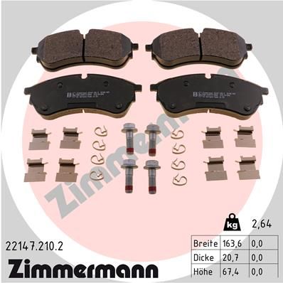 Stabdžių trinkelių rinkinys, diskinis stabdys ZIMMERMANN 22147.210.2