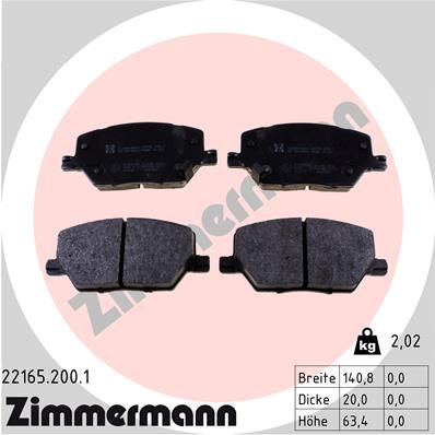 Brake Pad Set, disc brake ZIMMERMANN 22165.200.1