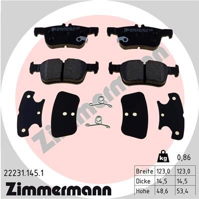 Stabdžių trinkelių rinkinys, diskinis stabdys ZIMMERMANN 22231.145.1