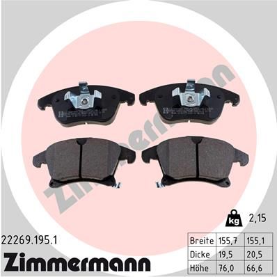 Brake Pad Set, disc brake ZIMMERMANN 22269.195.1