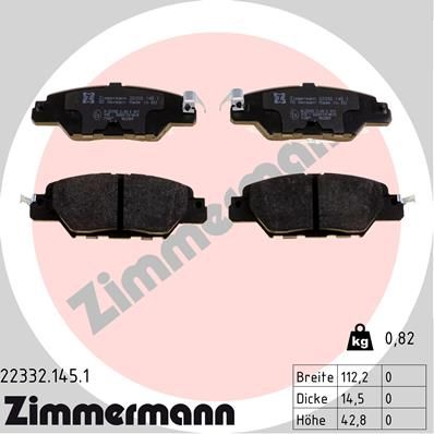 Brake Pad Set, disc brake ZIMMERMANN 22332.145.1