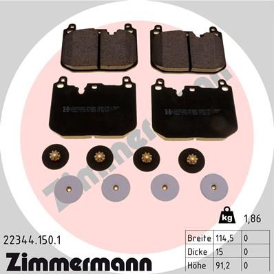 Комплект гальмівних накладок, дискове гальмо ZIMMERMANN 22344.150.1