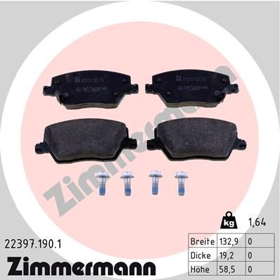 Brake Pad Set, disc brake ZIMMERMANN 22397.190.1