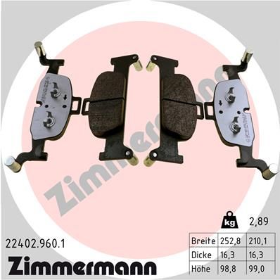 Stabdžių trinkelių rinkinys, diskinis stabdys ZIMMERMANN 22402.960.1