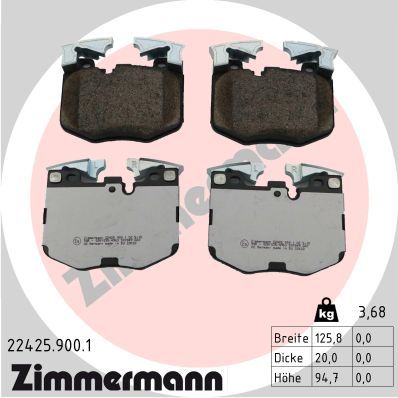 Комплект гальмівних накладок, дискове гальмо ZIMMERMANN 22425.900.1