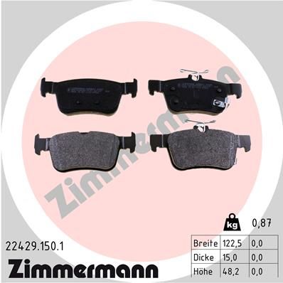 Stabdžių trinkelių rinkinys, diskinis stabdys ZIMMERMANN 22429.150.1
