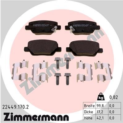 Stabdžių trinkelių rinkinys, diskinis stabdys ZIMMERMANN 22449.170.2