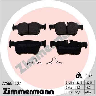 Stabdžių trinkelių rinkinys, diskinis stabdys ZIMMERMANN 22568.160.1