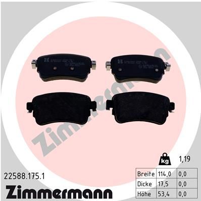 Комплект гальмівних накладок, дискове гальмо ZIMMERMANN 22588.175.1