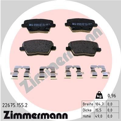 Brake Pad Set, disc brake ZIMMERMANN 22675.155.2