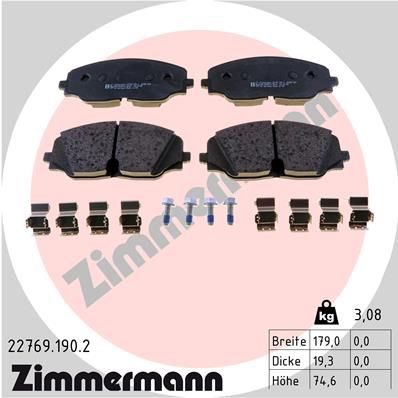 Stabdžių trinkelių rinkinys, diskinis stabdys ZIMMERMANN 22769.190.2