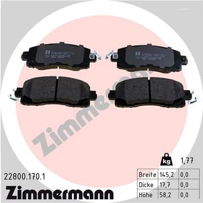 Stabdžių trinkelių rinkinys, diskinis stabdys ZIMMERMANN 22800.170.1