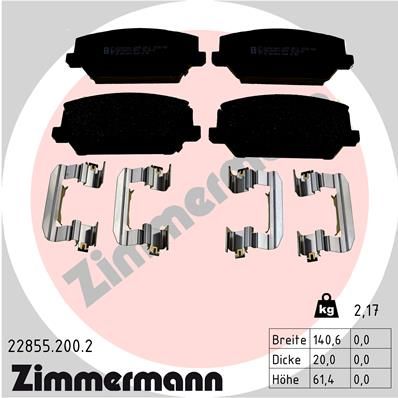 Stabdžių trinkelių rinkinys, diskinis stabdys ZIMMERMANN 22855.200.2