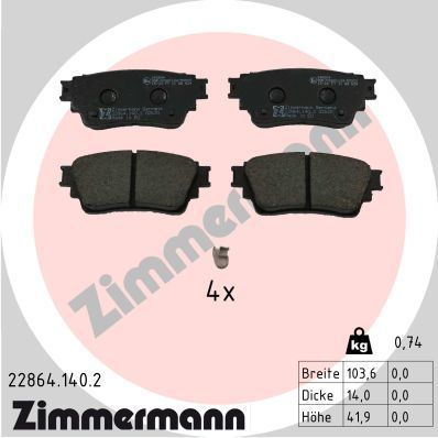 Stabdžių trinkelių rinkinys, diskinis stabdys ZIMMERMANN 22864.140.2