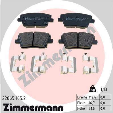 Stabdžių trinkelių rinkinys, diskinis stabdys ZIMMERMANN 22865.165.2