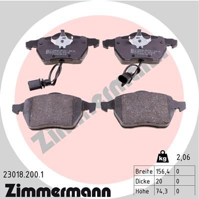 Brake Pad Set, disc brake ZIMMERMANN 23018.200.1