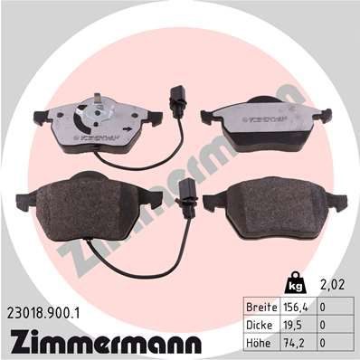 Stabdžių trinkelių rinkinys, diskinis stabdys ZIMMERMANN 23018.900.1