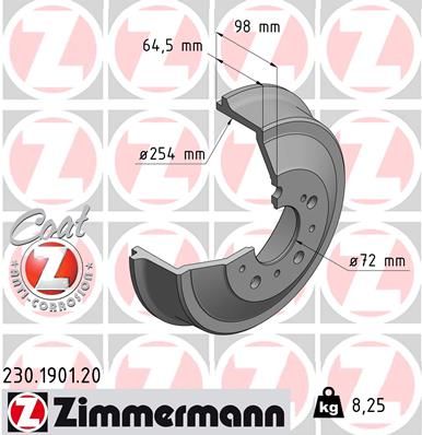 Brake Drum ZIMMERMANN 230.1901.20