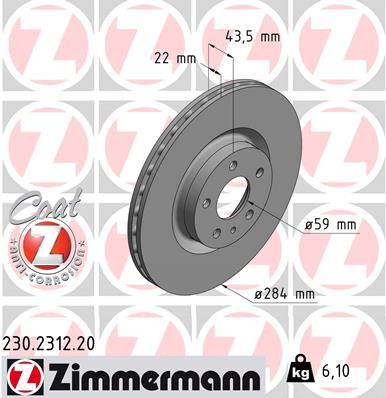 Stabdžių diskas ZIMMERMANN 230.2312.20