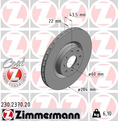 Stabdžių diskas ZIMMERMANN 230.2370.20