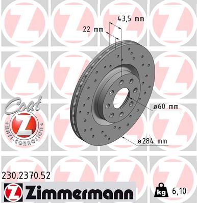 Stabdžių diskas ZIMMERMANN 230.2370.52