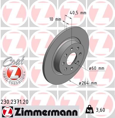 Stabdžių diskas ZIMMERMANN 230.2371.20