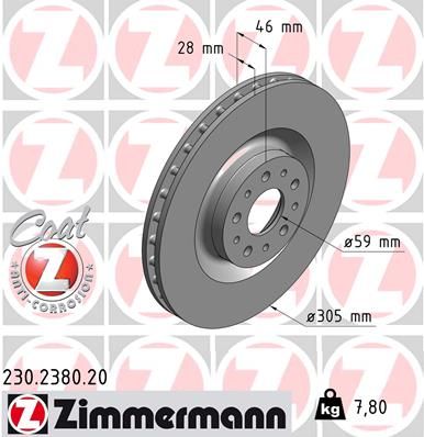 Stabdžių diskas ZIMMERMANN 230.2380.20