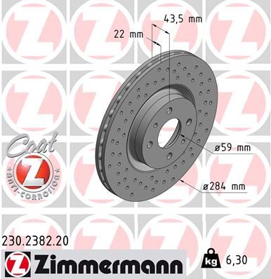 Stabdžių diskas ZIMMERMANN 230.2382.20