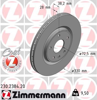 Stabdžių diskas ZIMMERMANN 230.2384.20