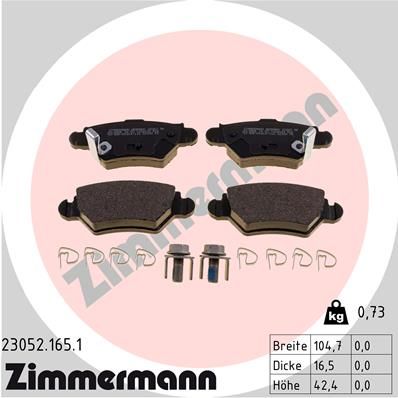 Brake Pad Set, disc brake ZIMMERMANN 23052.165.1