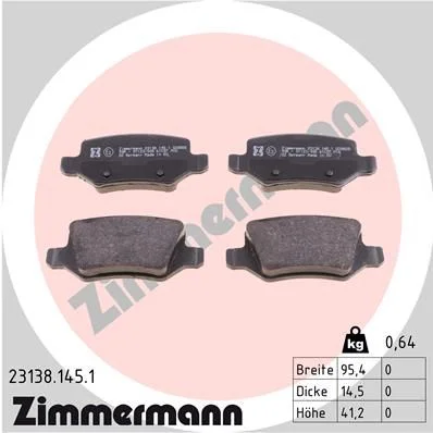 Stabdžių trinkelių rinkinys, diskinis stabdys ZIMMERMANN 23138.145.1