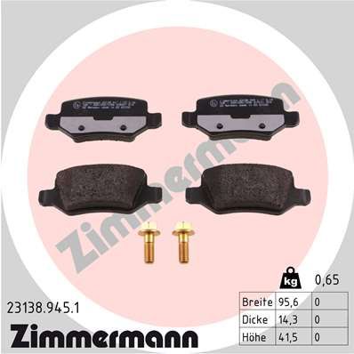 Stabdžių trinkelių rinkinys, diskinis stabdys ZIMMERMANN 23138.945.1