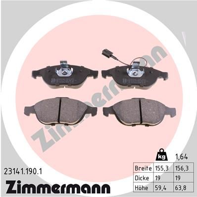 Brake Pad Set, disc brake ZIMMERMANN 23141.190.1