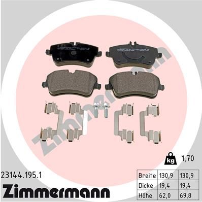 Brake Pad Set, disc brake ZIMMERMANN 23144.195.1