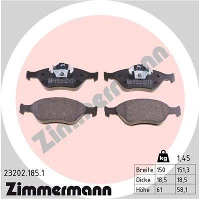 Stabdžių trinkelių rinkinys, diskinis stabdys ZIMMERMANN 23202.185.1