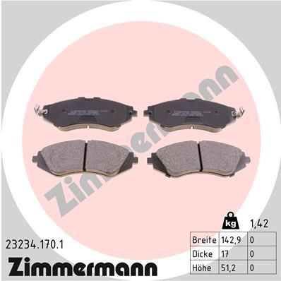 Stabdžių trinkelių rinkinys, diskinis stabdys ZIMMERMANN 23234.170.1