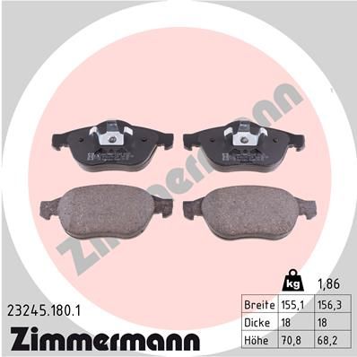 Комплект гальмівних накладок, дискове гальмо ZIMMERMANN 23245.180.1