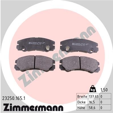 Stabdžių trinkelių rinkinys, diskinis stabdys ZIMMERMANN 23250.165.1