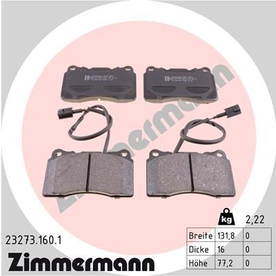 Комплект гальмівних накладок, дискове гальмо ZIMMERMANN 23273.160.1