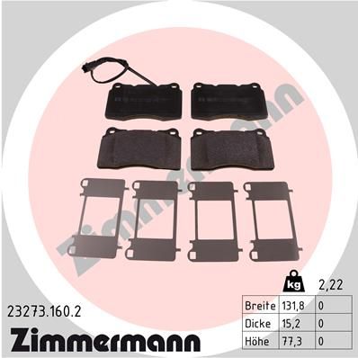 Комплект гальмівних накладок, дискове гальмо ZIMMERMANN 23273.160.2
