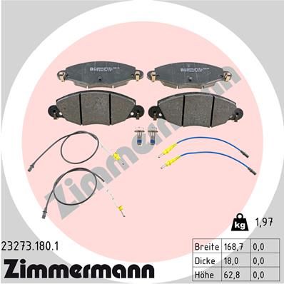 Комплект гальмівних накладок, дискове гальмо ZIMMERMANN 23273.180.1