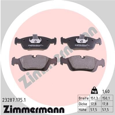 Комплект гальмівних накладок, дискове гальмо ZIMMERMANN 23287.175.1