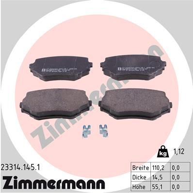 Brake Pad Set, disc brake ZIMMERMANN 23314.145.1