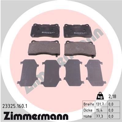 Комплект гальмівних накладок, дискове гальмо ZIMMERMANN 23325.160.1