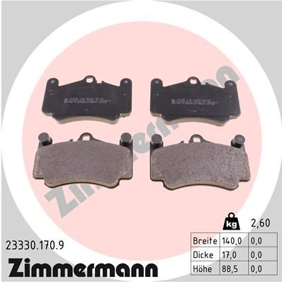 Stabdžių trinkelių rinkinys, diskinis stabdys ZIMMERMANN 23330.170.9