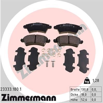 Комплект гальмівних накладок, дискове гальмо ZIMMERMANN 23333.180.1