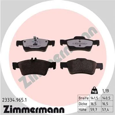 Stabdžių trinkelių rinkinys, diskinis stabdys ZIMMERMANN 23334.965.1