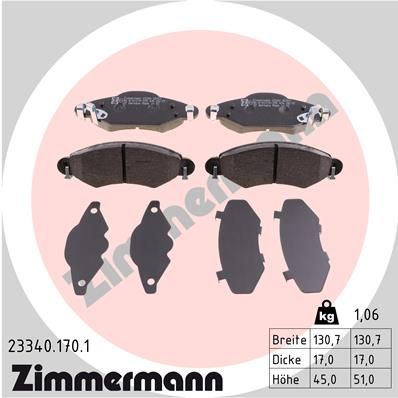 Brake Pad Set, disc brake ZIMMERMANN 23340.170.1